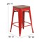 Merrick Lane Dalton Series Backless Metal Dining Stool with Wooden Seat for Indoor Use